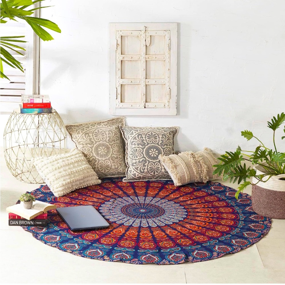 🌻2 for $39🏷️Round Tapestry w/Tassel Wall Hanging or Mat Ombre Hippie Mandala